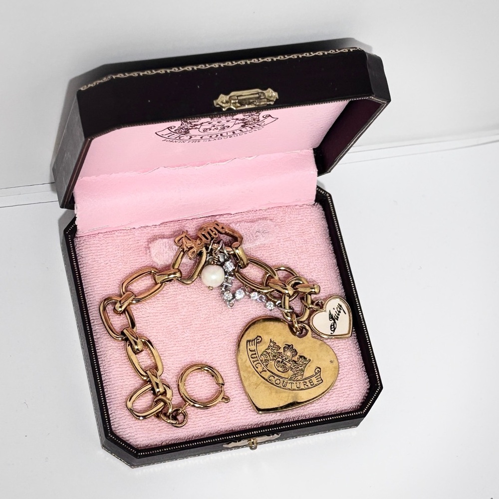 Juicy Couture Gold-Tone Heart Charm Bracelet